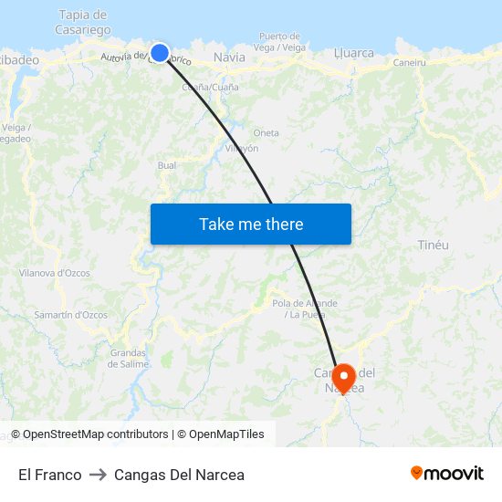 El Franco to Cangas Del Narcea map