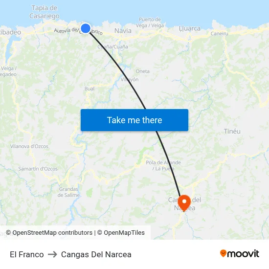 El Franco to Cangas Del Narcea map