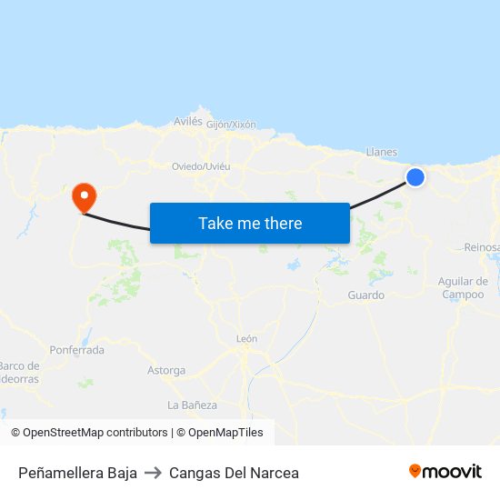 Peñamellera Baja to Cangas Del Narcea map