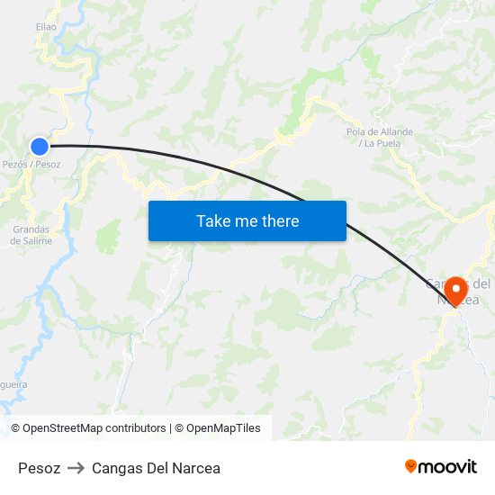 Pesoz to Cangas Del Narcea map