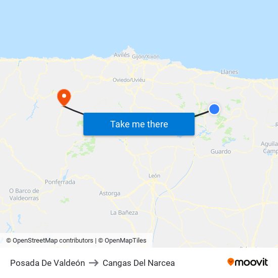 Posada De Valdeón to Cangas Del Narcea map