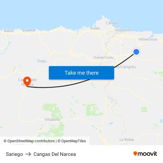 Sariego to Cangas Del Narcea map
