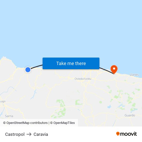 Castropol to Caravia map