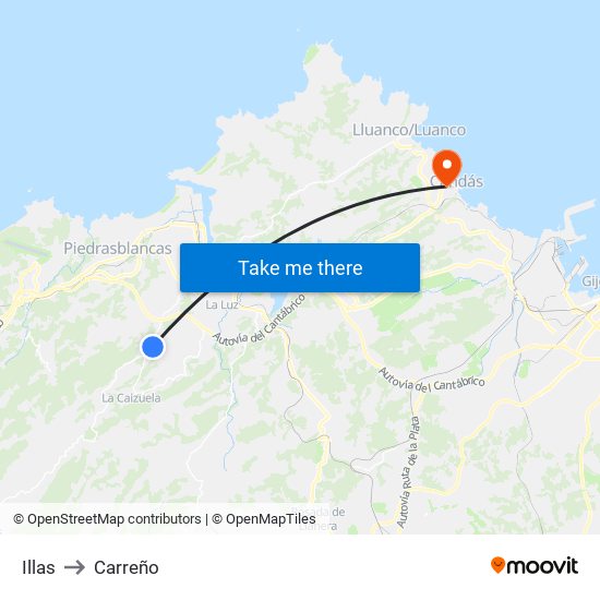 Illas to Carreño map