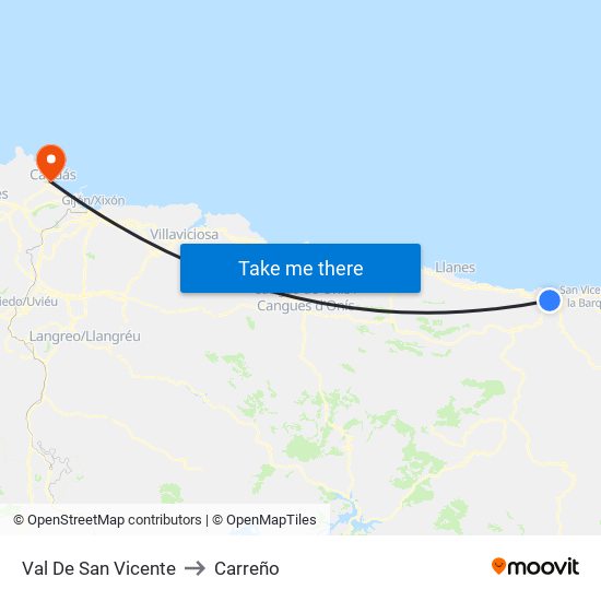 Val De San Vicente to Carreño map