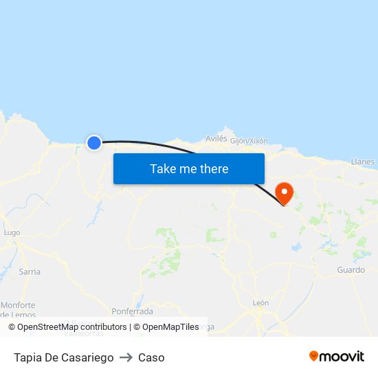 Tapia De Casariego to Caso map