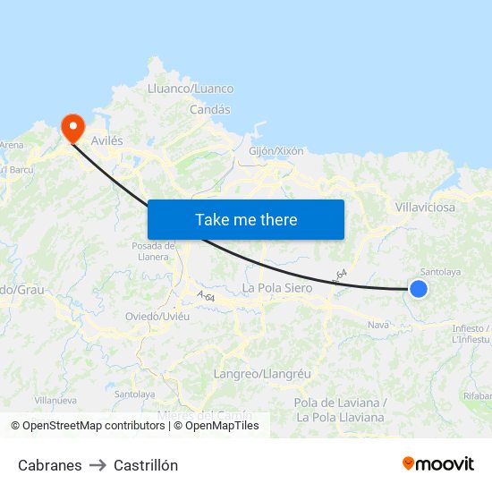 Cabranes to Castrillón map