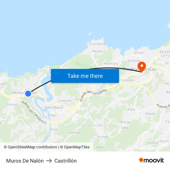 Muros De Nalón to Castrillón map