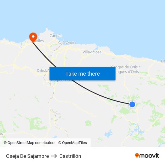 Oseja De Sajambre to Castrillón map
