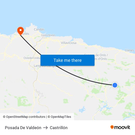 Posada De Valdeón to Castrillón map