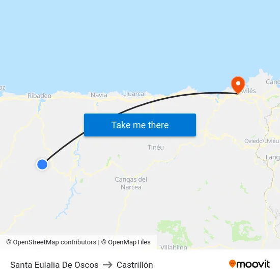 Santa Eulalia De Oscos to Castrillón map