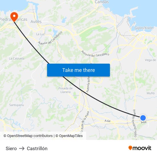 Siero to Castrillón map