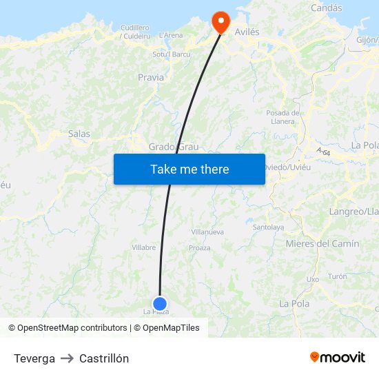 Teverga to Castrillón map