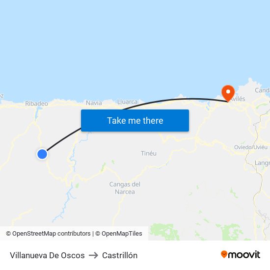 Villanueva De Oscos to Castrillón map