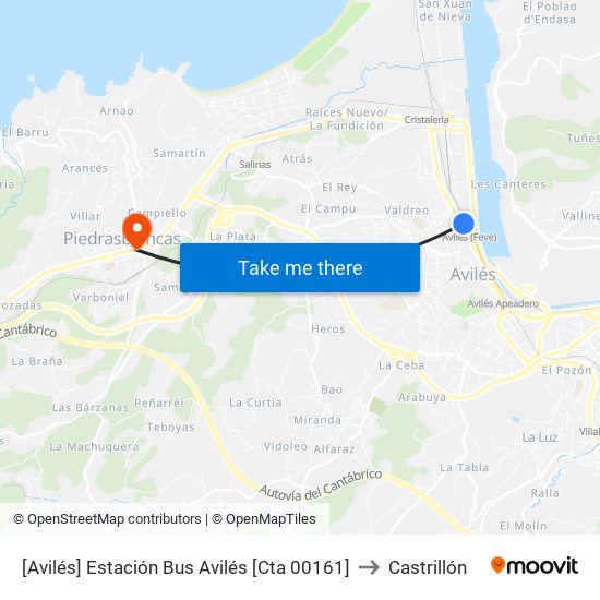 [Avilés]  Estación Bus Avilés [Cta 00161] to Castrillón map