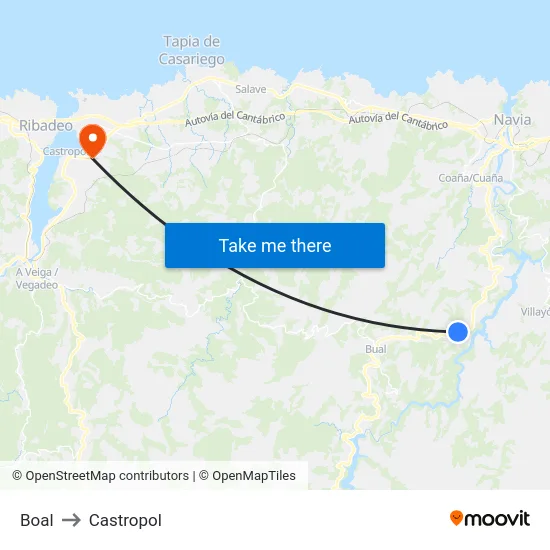 Boal to Castropol map