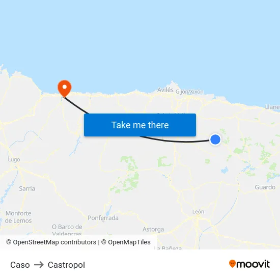 Caso to Castropol map