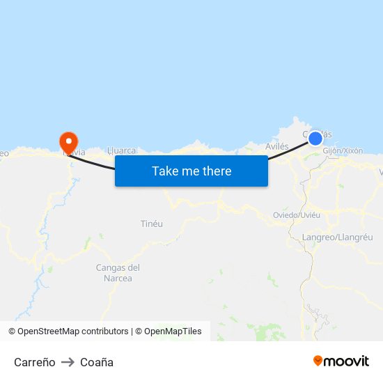 Carreño to Coaña map