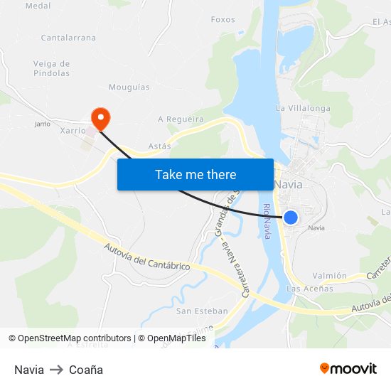 Navia to Coaña map