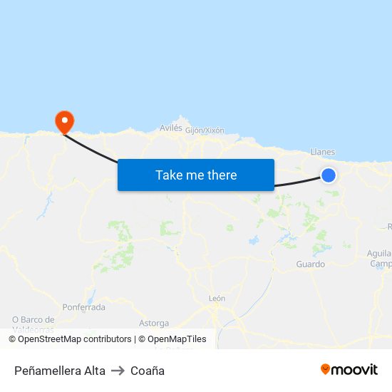 Peñamellera Alta to Coaña map