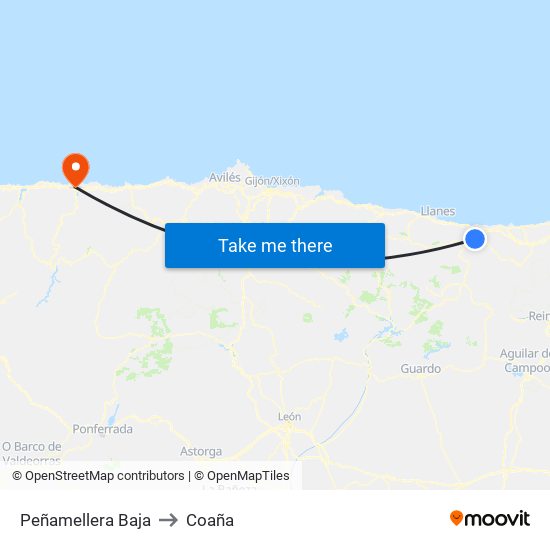 Peñamellera Baja to Coaña map