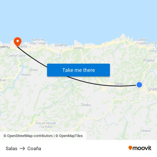 Salas to Coaña map