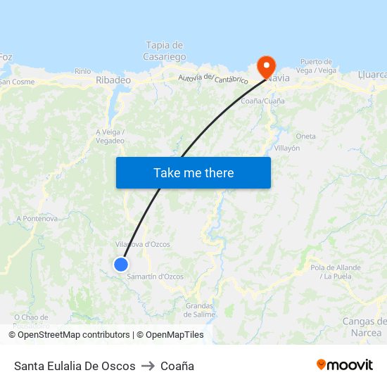 Santa Eulalia De Oscos to Coaña map