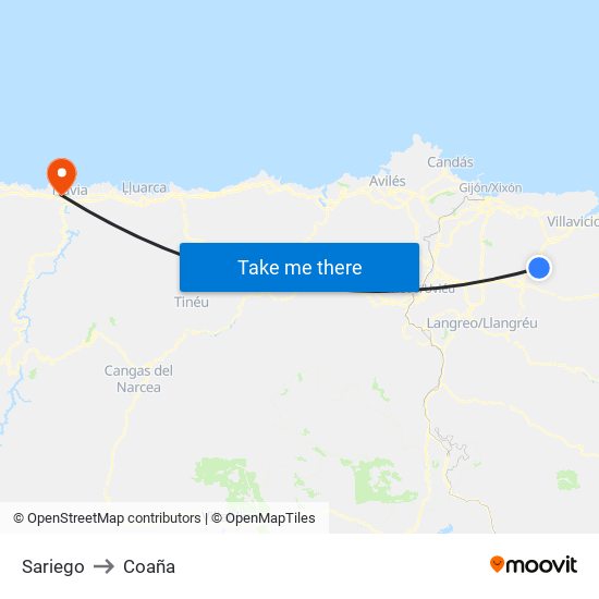Sariego to Coaña map