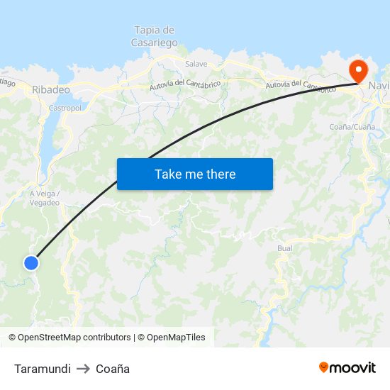 Taramundi to Coaña map