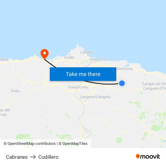 Cabranes to Cudillero map