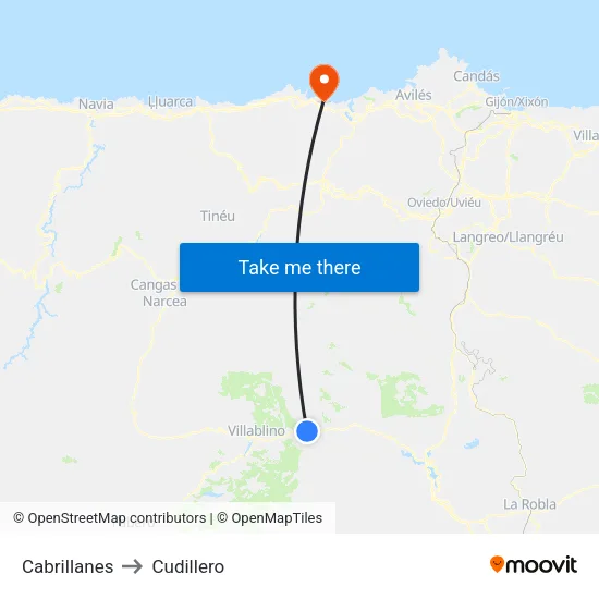 Cabrillanes to Cudillero map