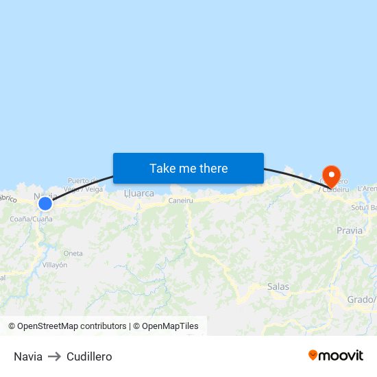Navia to Cudillero map