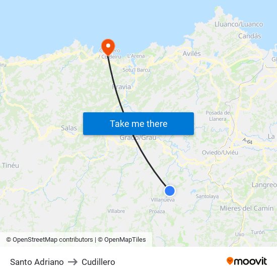 Santo Adriano to Cudillero map