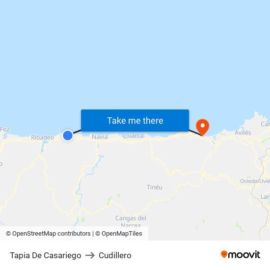 Tapia De Casariego to Cudillero map