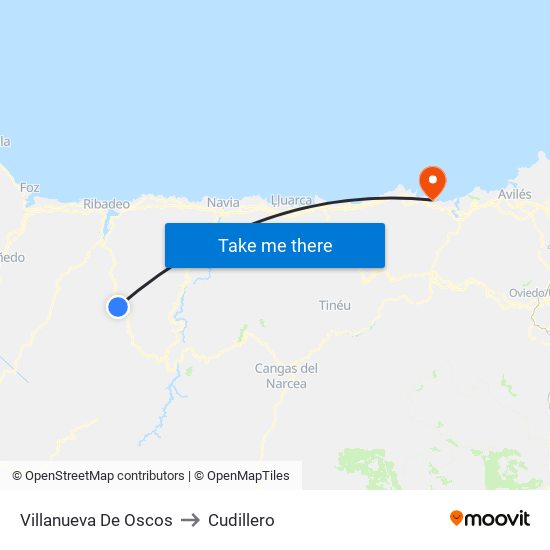 Villanueva De Oscos to Cudillero map