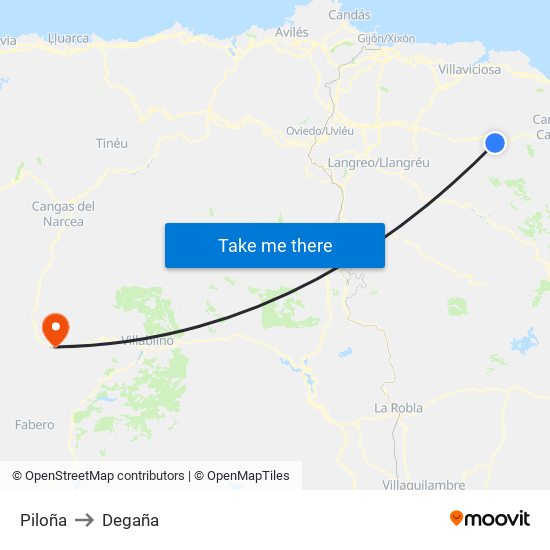 Piloña to Degaña map