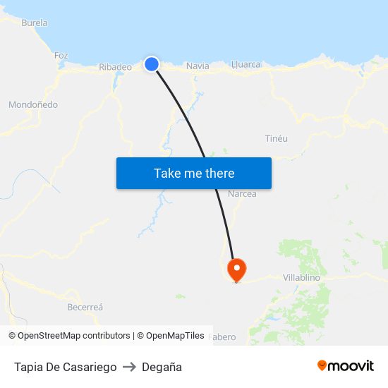 Tapia De Casariego to Degaña map