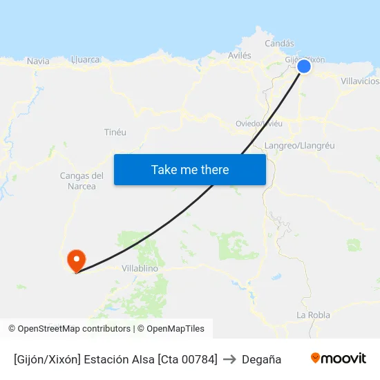 [Gijón/Xixón]  Estación Alsa [Cta 00784] to Degaña map