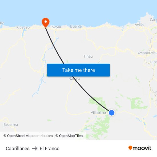 Cabrillanes to El Franco map