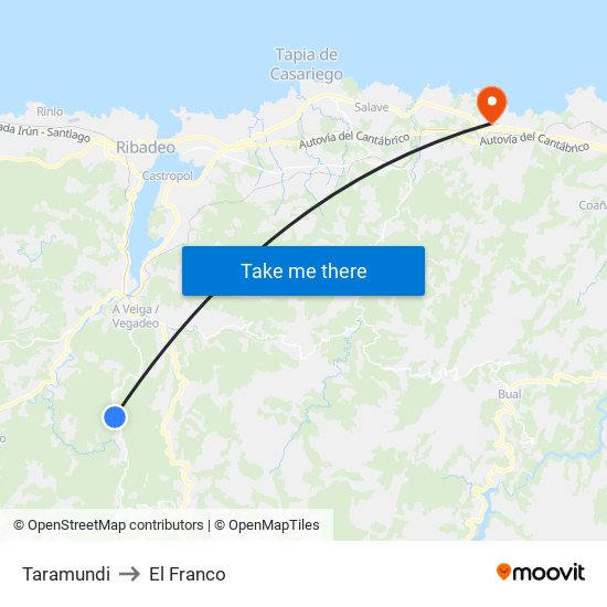 Taramundi to El Franco map