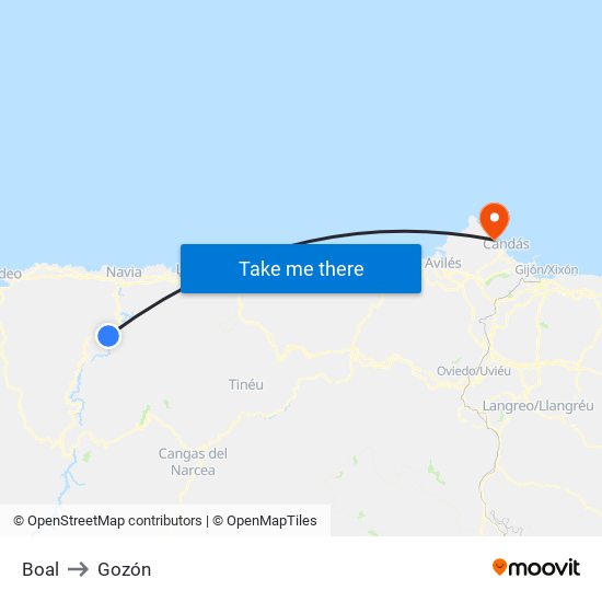 Boal to Gozón map