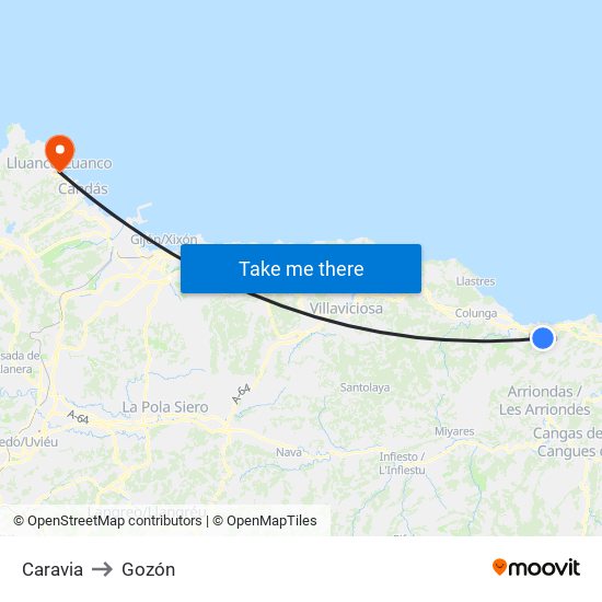 Caravia to Gozón map