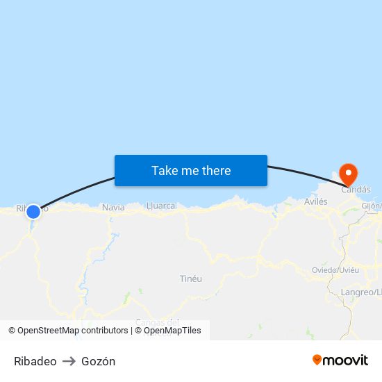 Ribadeo to Gozón map