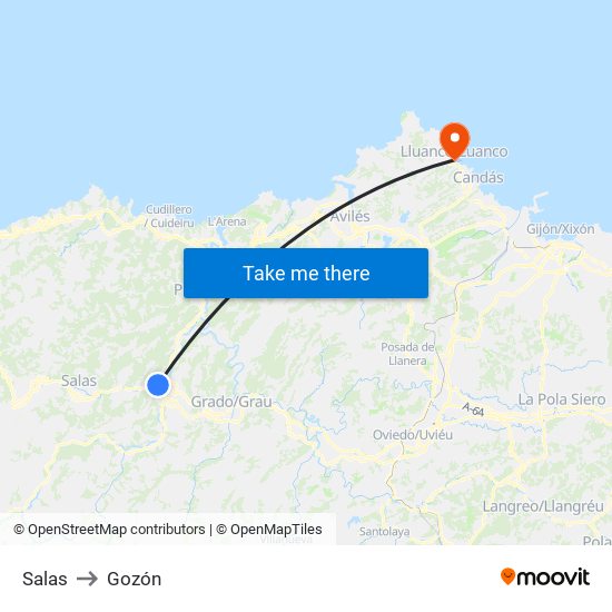 Salas to Gozón map