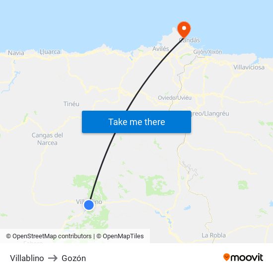 Villablino to Gozón map