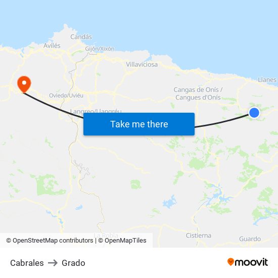 Cabrales to Grado map