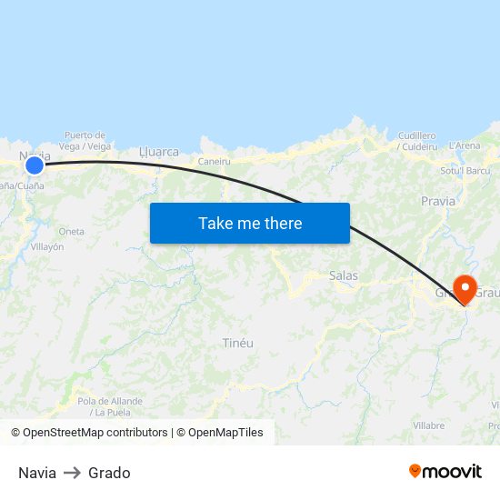 Navia to Grado map