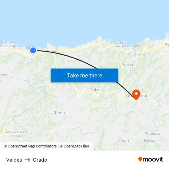 Valdés to Grado map