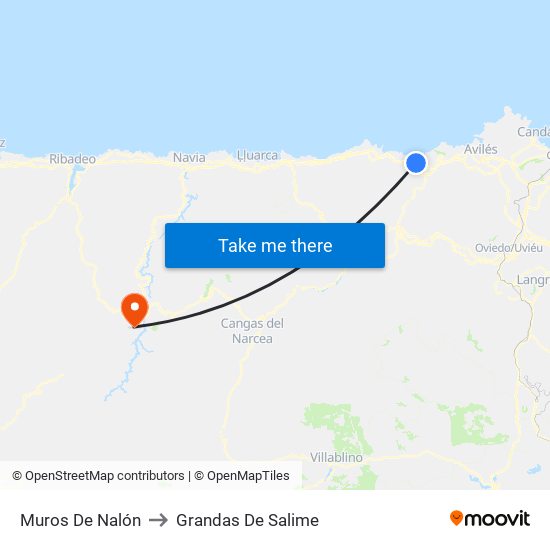 Muros De Nalón to Grandas De Salime map