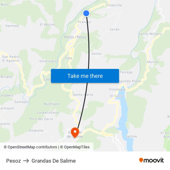 Pesoz to Grandas De Salime map